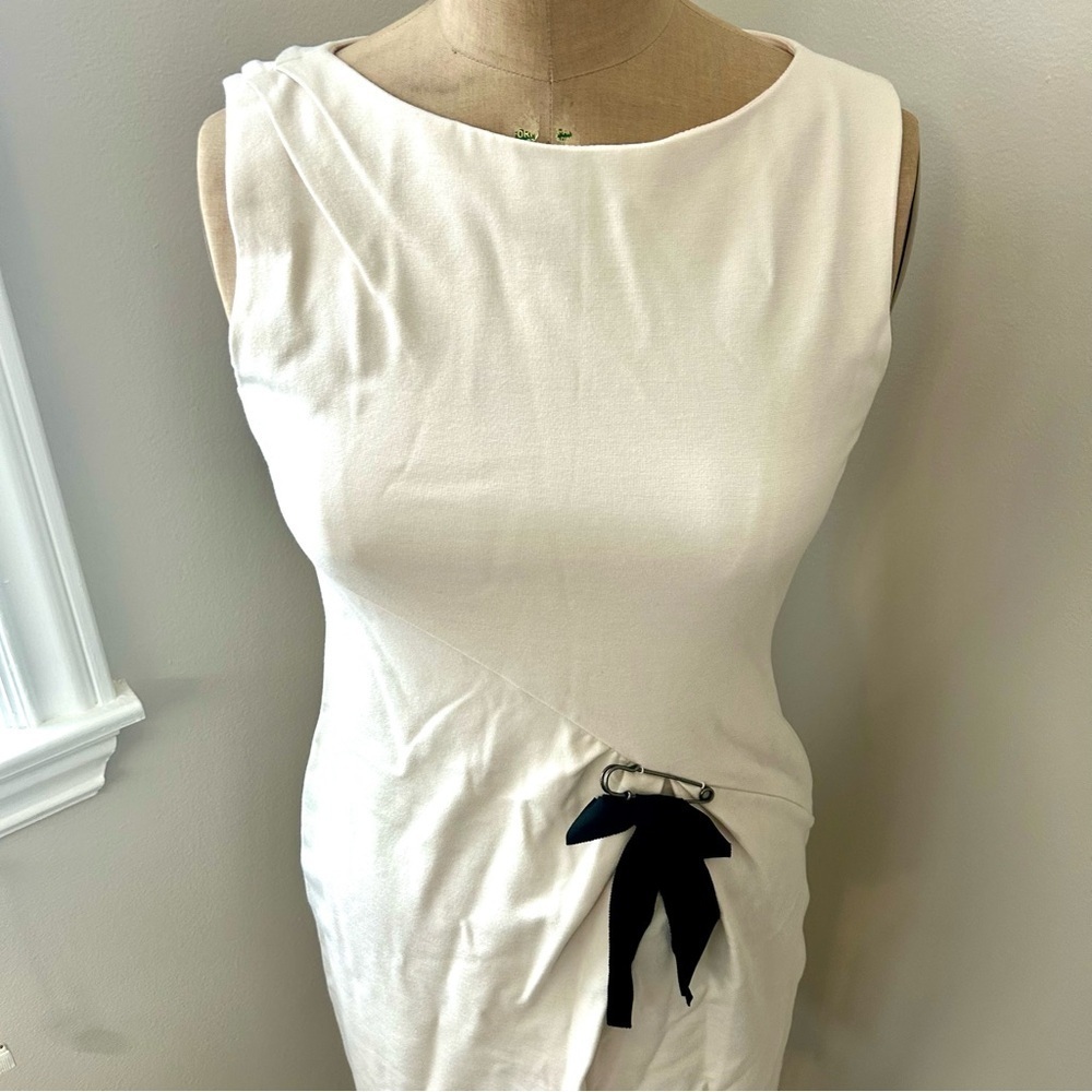 Women’s Nanette Lepore “Take a Bet” Cream Knit Shift Dress w/Black Bow Sz 8 NWT! - Picture 9 of 16